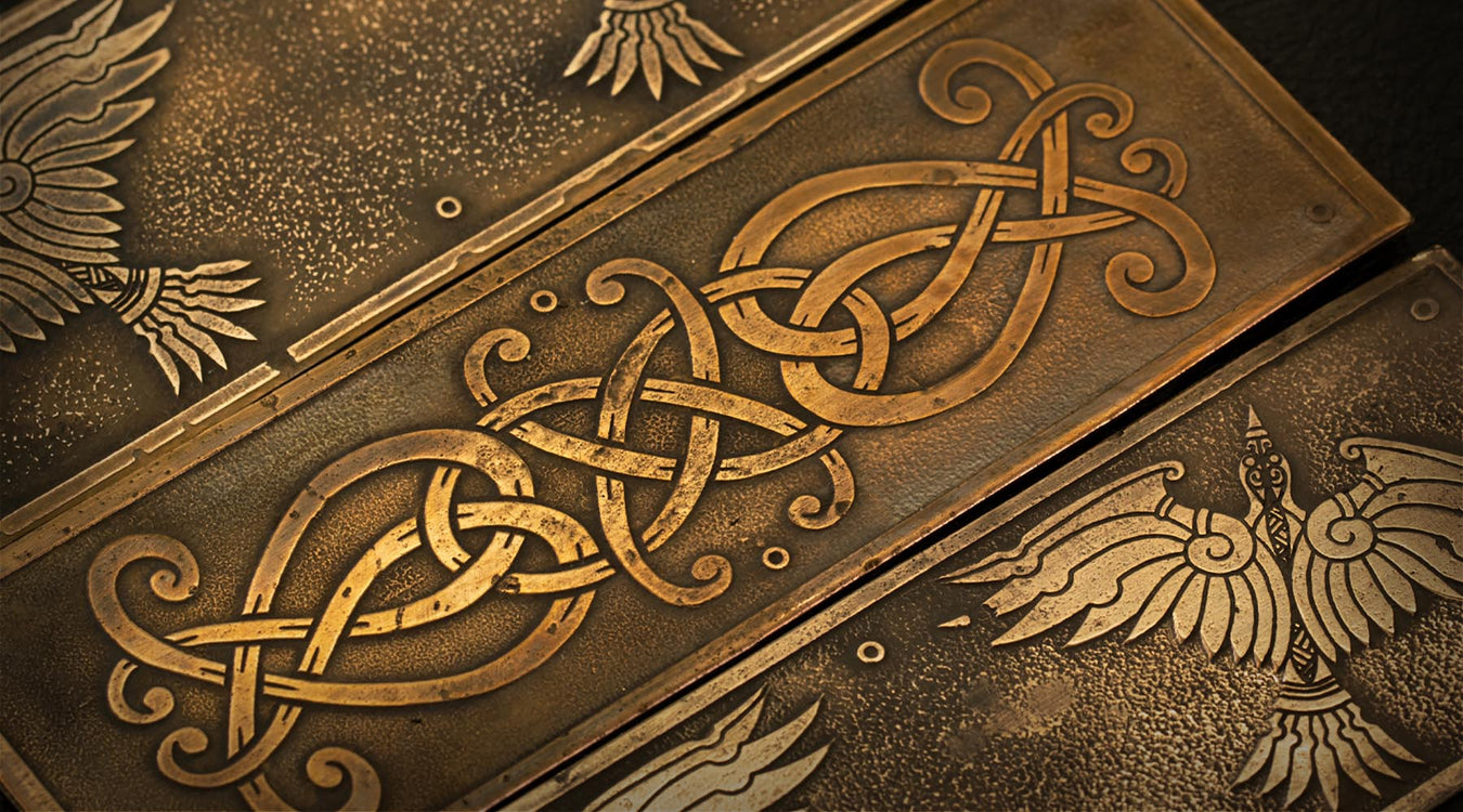 Bronze Etching - Viking Knotwork - Viking Ravens