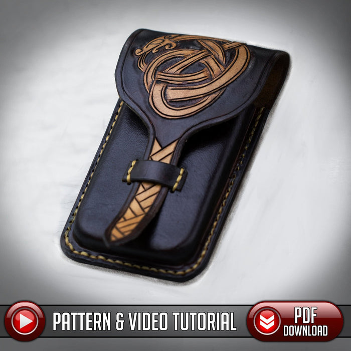 Leather Phone Case Pattern - Viking Serpent - PDF SVG LASER - Dark Horse Workshop