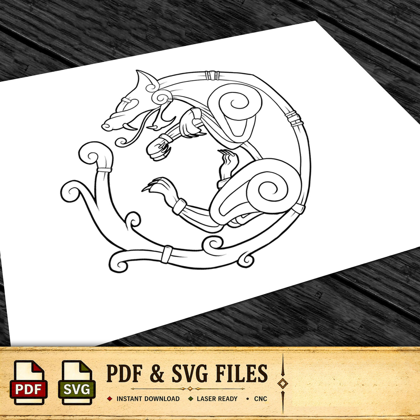 Viking Wolf and Fox Artwork