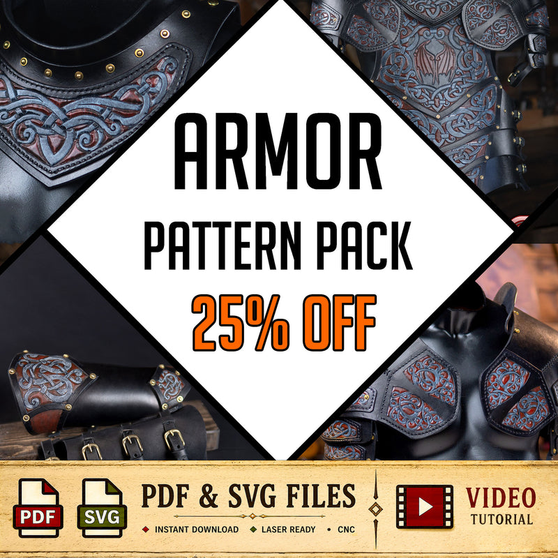 Leather Cuirass / Pauldrons / Gorget Pattern / Vambrace Pack - Armor 25% OFF | PDF + SVG