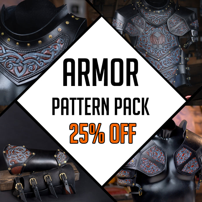 Leather Cuirass / Pauldrons / Gorget Pattern / Vambrace Pack - Armor 25% OFF  - PDF SVG LASER