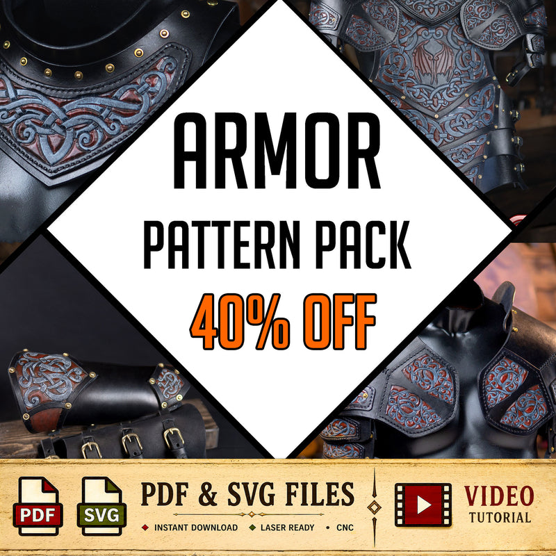 Leather Cuirass / Pauldrons / Gorget Pattern / Vambrace Pack - Armor 40% OFF | PDF + SVG