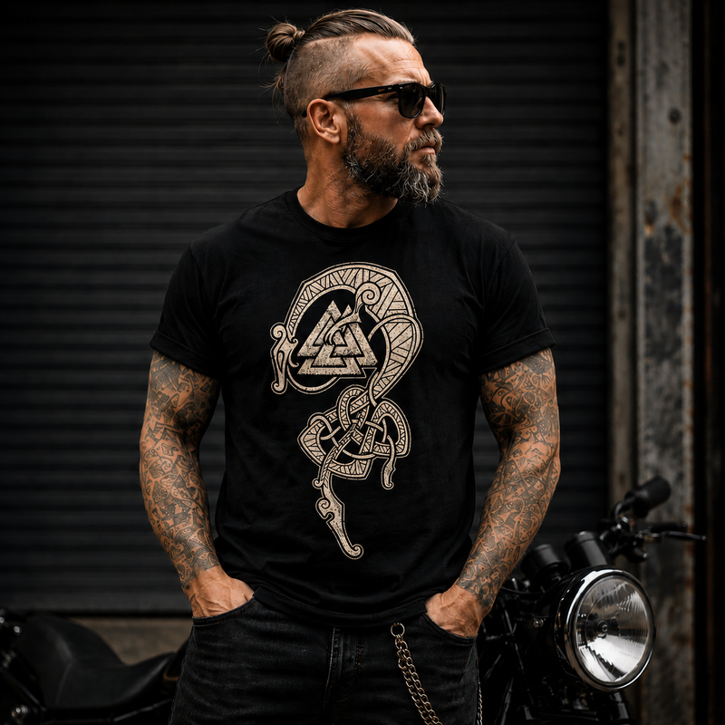 Vintage Viking Serpent & Valknut T-Shirt