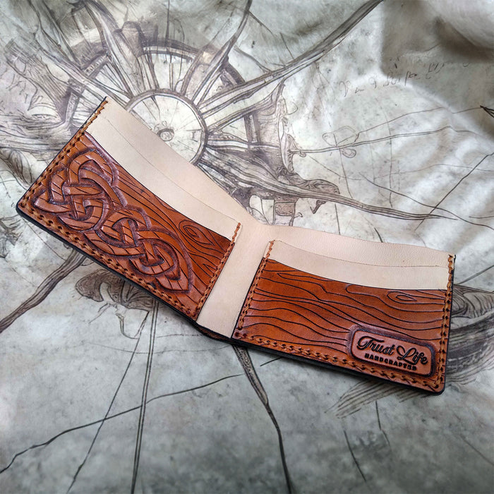 Leather Bifold Wallet Pattern - Viking Wolf - PDF SVG LASER