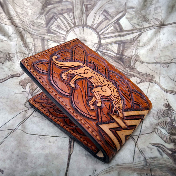 Leather Bifold Wallet Pattern - Viking Wolf - PDF SVG LASER