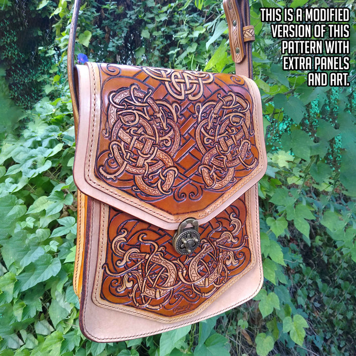 Leather Satchel Pattern / Bag Pattern - Viking Knotwork  - PDF SVG LASER