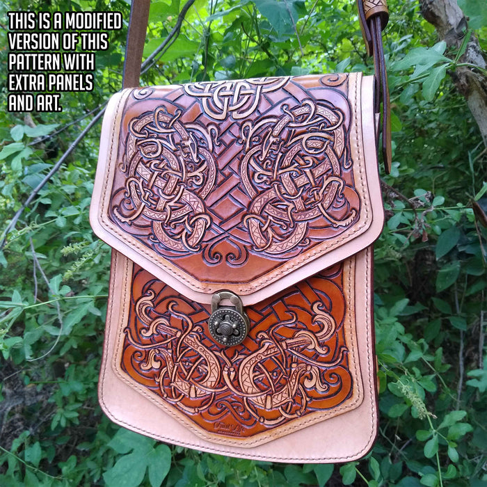 Leather Satchel Pattern / Bag Pattern - Viking Knotwork  - PDF SVG LASER