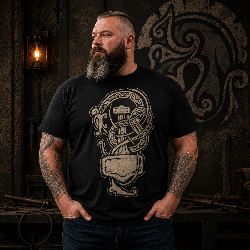 Vintage Mjölnir & Serpent T-Shirt | Classic Cotton