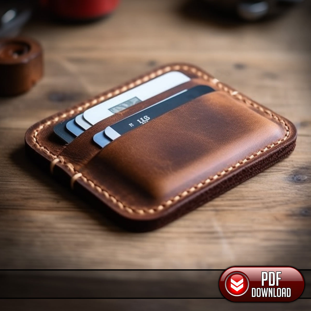 Leather Wallet Pattern - Minimalist - PDF SVG | Dark Horse Workshop