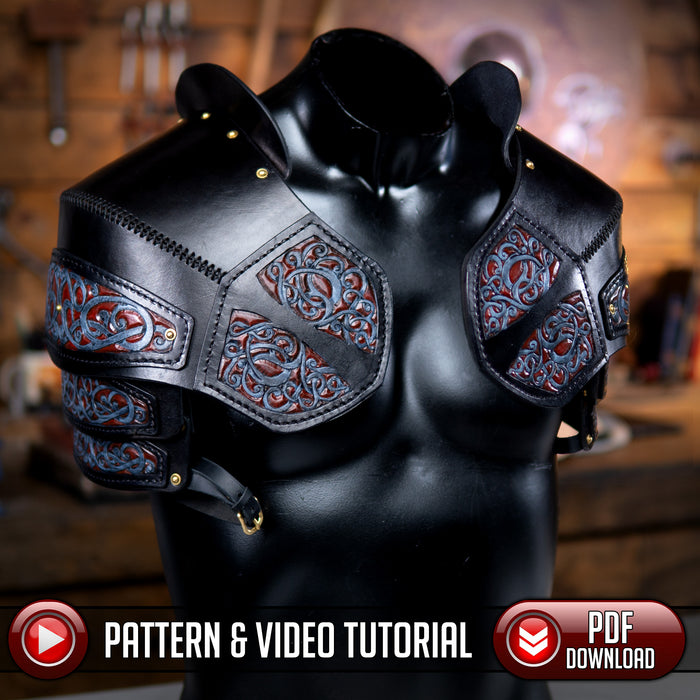 Shoulder Armor Pattern / Pauldrons- Leather Armor - Viking Knotwork - PDF - SVG