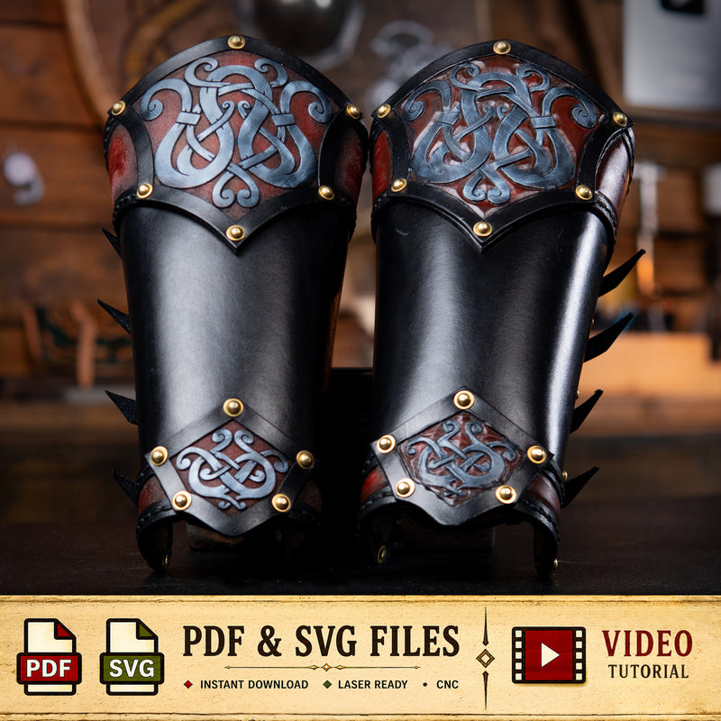 Vambrace Pattern Leather Armor - Viking / Celtic Knotwork | PDF + SVG