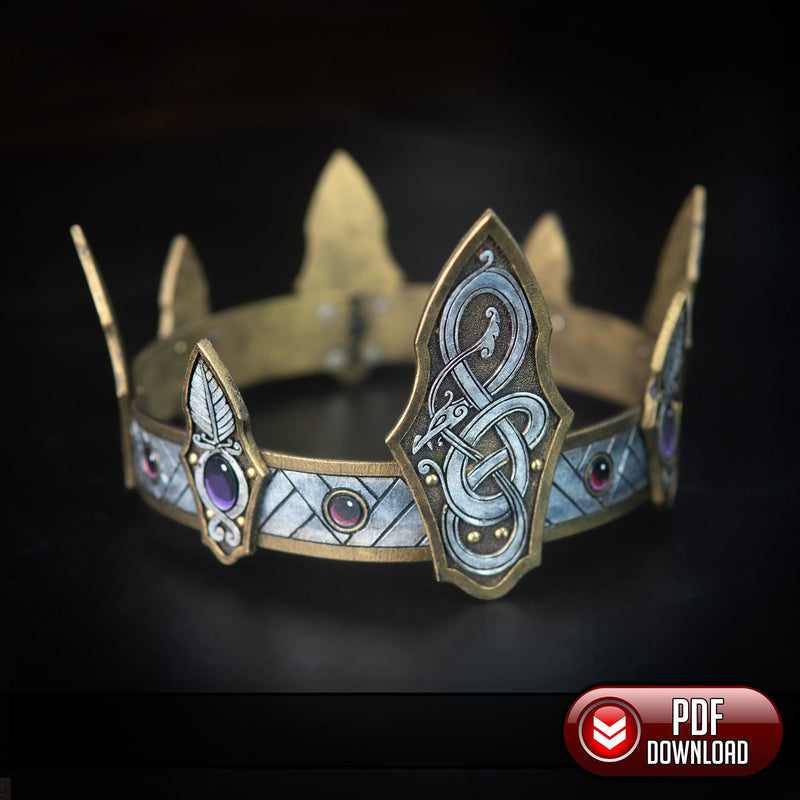 Leather Crown Pattern - Knotwork - PDF SVG LASER