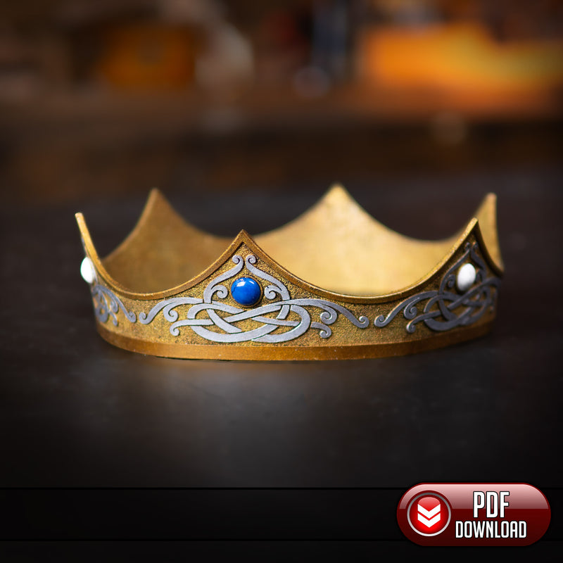 Leather Crown Pattern - Knotwork and Gemstones - PDF SVG LASER