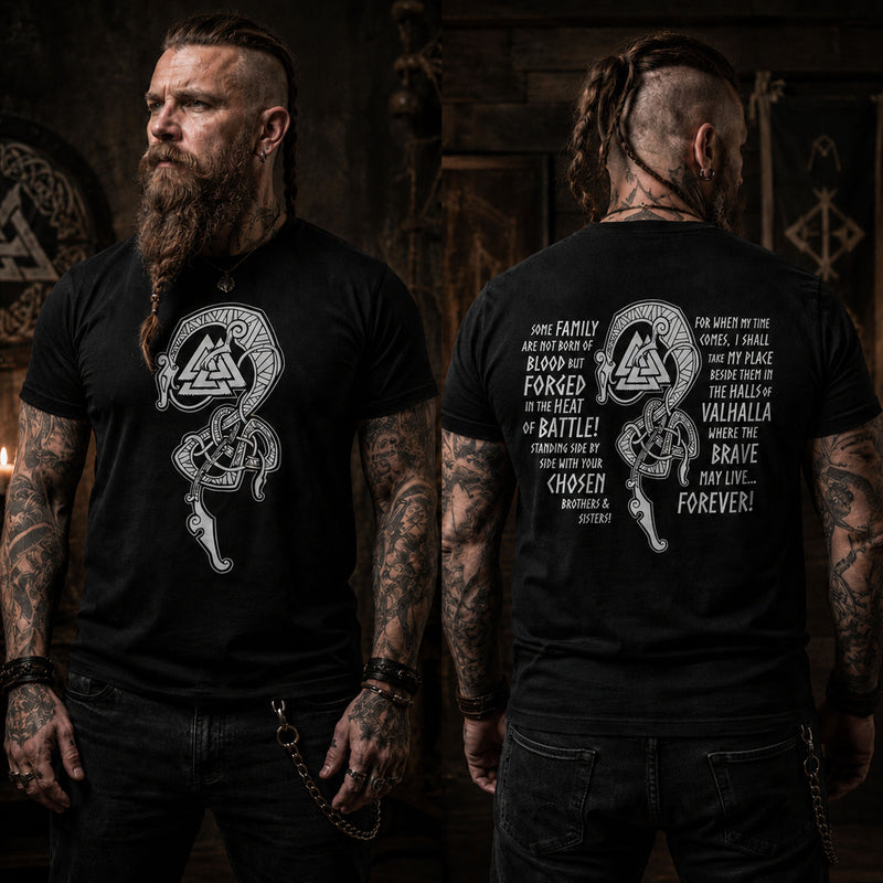 Viking Serpent and Valknut T-Shirt - Born of Blood | Premium Tri-Blend
