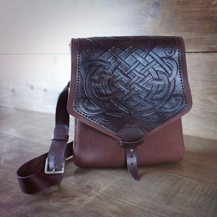 Leather Satchel Pattern / Bag Pattern - Viking Knotwork  - PDF SVG LASER