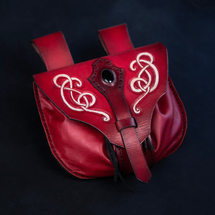 Fantasy / Medieval Leather Belt Pouch | Viking / Celtic Knotwork - Dark Horse Workshop