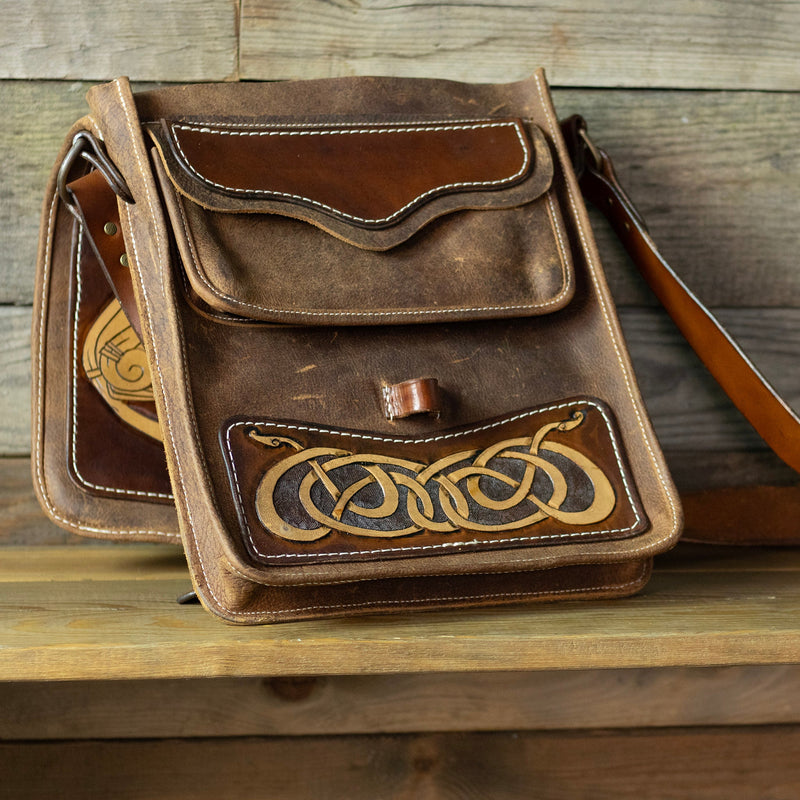 Leather Satchel Pattern / Bag Pattern - Viking Artwork - PDF SVG LASER - Dark Horse Workshop