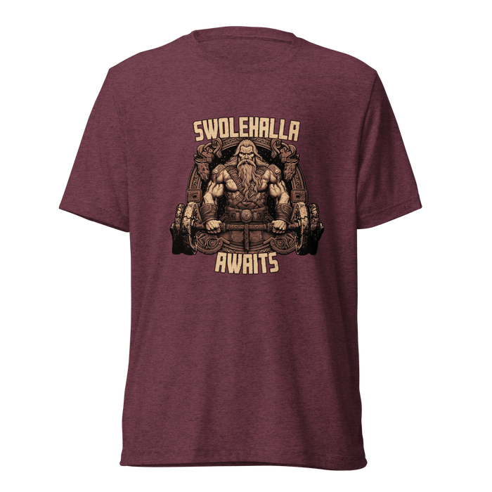 Swolehalla Awaits - Viking Bodybuilding Fitness Tri - Blend Shirt | Dark Horse Workshop - Dark Horse Workshop