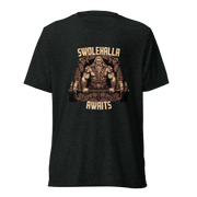 Swolehalla Awaits - Viking Bodybuilding Fitness Tri - Blend Shirt | Dark Horse Workshop - Dark Horse Workshop
