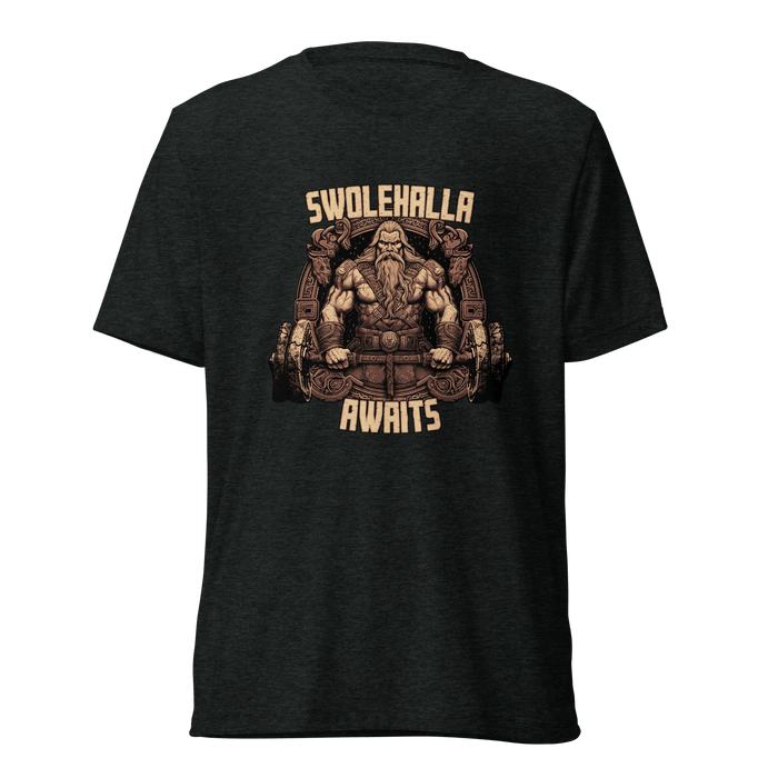 Swolehalla Awaits - Viking Bodybuilding Fitness Tri - Blend Shirt | Dark Horse Workshop - Dark Horse Workshop