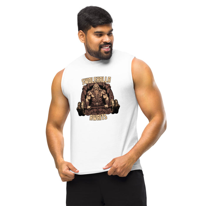 Swolehalla Awaits - Viking Muscle Shirt Tank Top | Dark Horse Workshop - Dark Horse Workshop