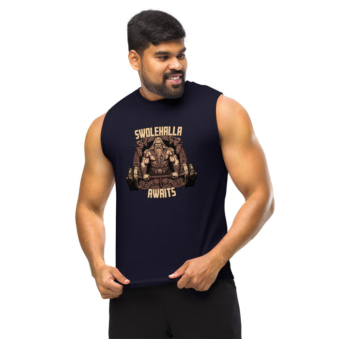 Swolehalla Awaits - Viking Muscle Shirt Tank Top | Dark Horse Workshop - Dark Horse Workshop