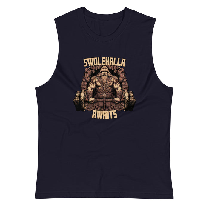 Swolehalla Awaits - майка Viking Muscle Shirt | Мастерская Темной Лошади