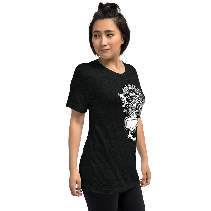 Viking Serpent and Mjolnir Short Sleeve T-Shirt - Triblend - Vintage Feel