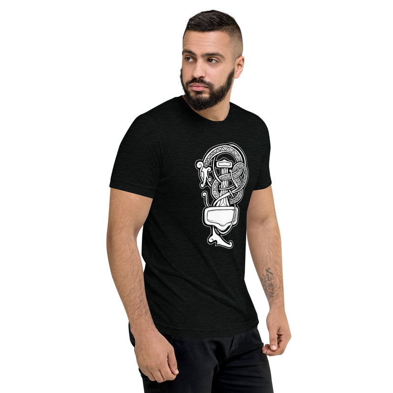 Viking Serpent and Mjolnir Short Sleeve T-Shirt - Triblend - Vintage Feel - Dark Horse Workshop