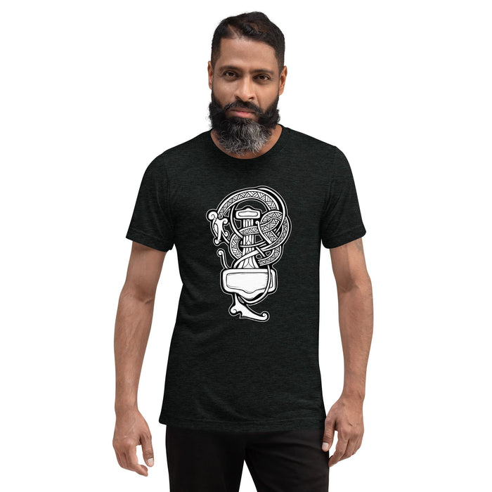 Viking Serpent and Mjolnir Short Sleeve T-Shirt - Triblend - Vintage Feel - Dark Horse Workshop