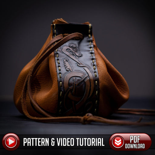 Drawstring Pouch Pattern - Dice Bag Pattern - Viking Serpent | Dark Horse Workshop