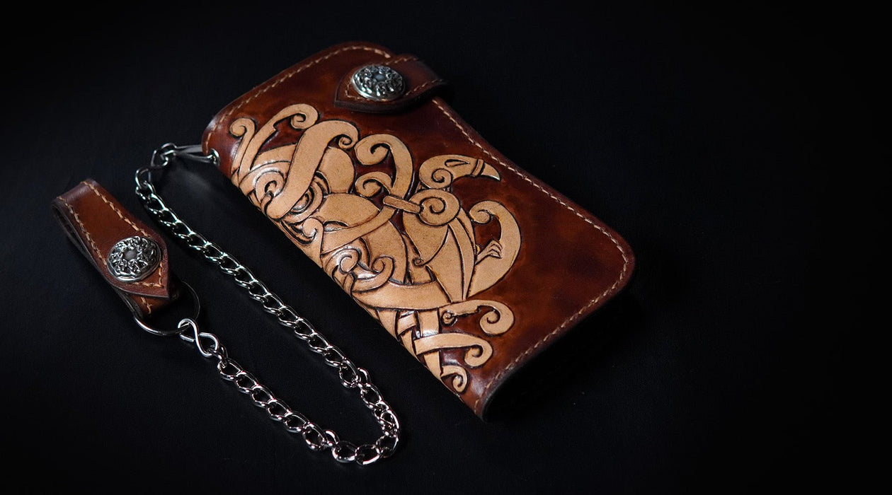 Biker Wallet | Viking Odin God Mask - Dark Horse Workshop