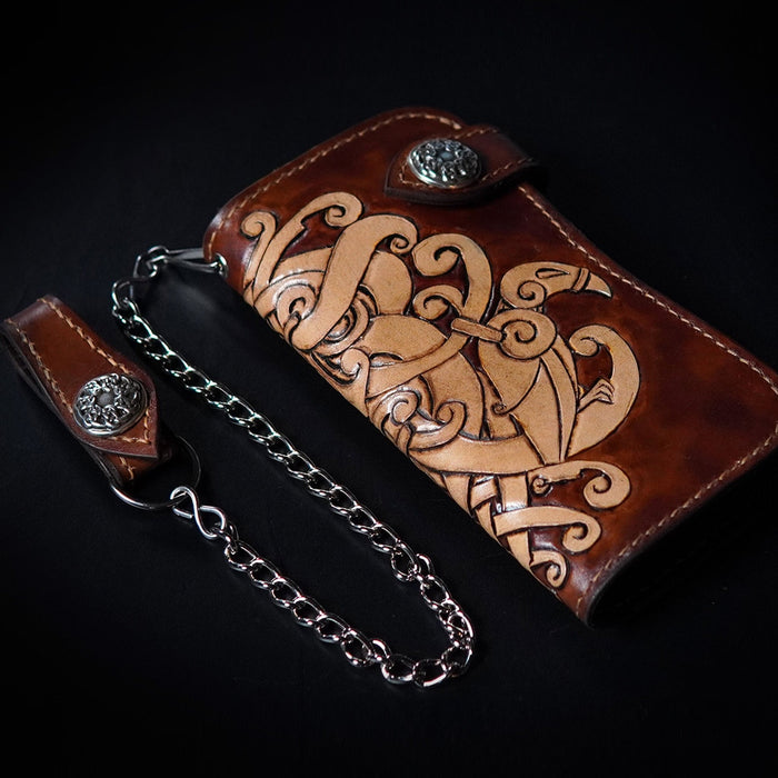 Biker Wallet | Viking Odin God Mask - Dark Horse Workshop