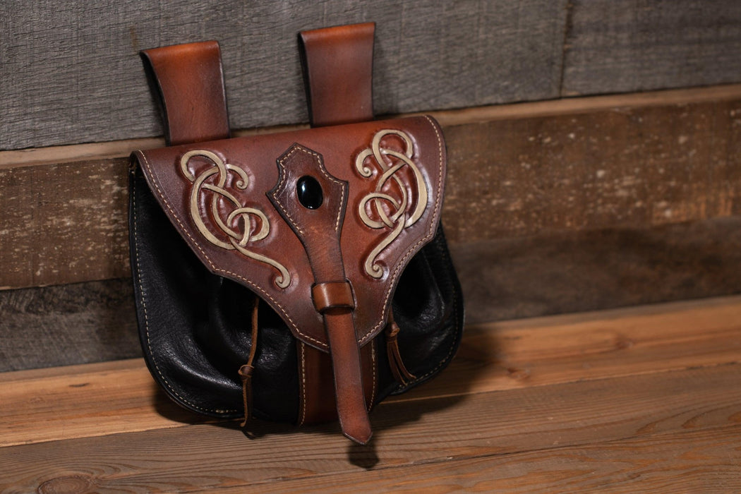 Fantasy / Medieval Leather Belt Pouch | Viking / Celtic Knotwork - Dark Horse Workshop