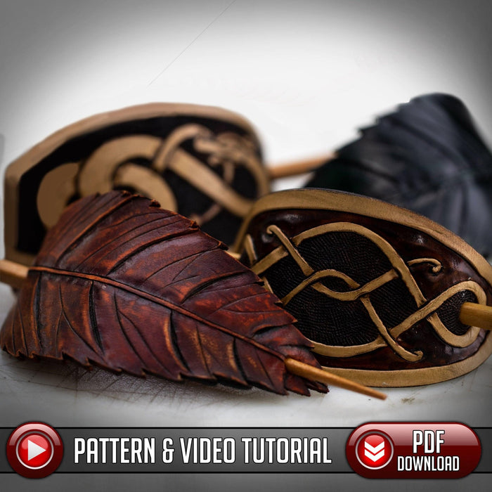 Hairslider Pattern - Barette - Viking / Leaf Designs - PDF SVG LASER - Dark Horse Workshop