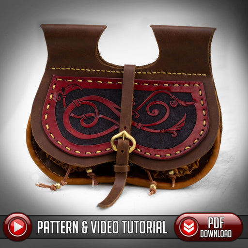 Kidney Pouch Pattern - Viking / Celtic Knotwork - PDF SVG LASER - Dark Horse Workshop