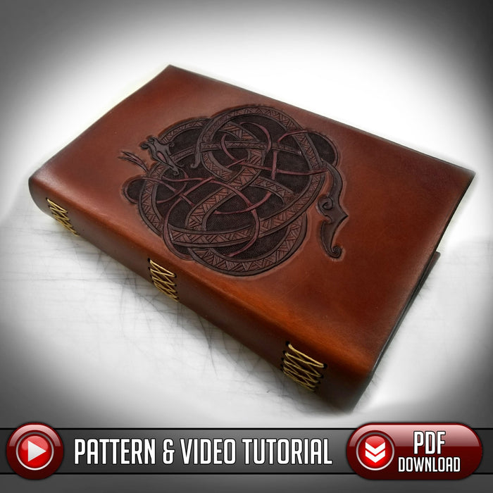 Leather Book Pattern - Viking Serpent - PDF SVG LASER - Dark Horse Workshop