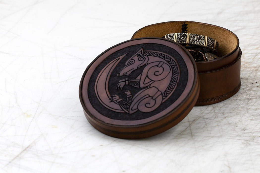 Leather Box Pattern / Jewelry Box Pattern - Viking Wolf - PDF SVG LASER - Dark Horse Workshop