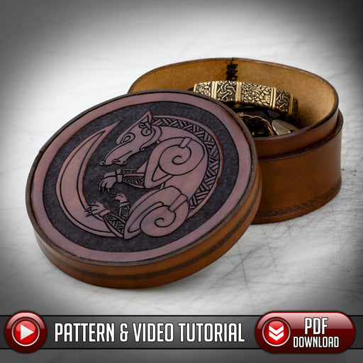 Leather Box Pattern / Jewelry Box Pattern - Viking Wolf - PDF SVG LASER - Dark Horse Workshop