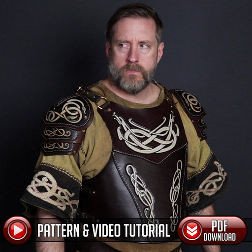 Leather Breastplate Pattern / Cuirass - Viking Serpents and Knotwork - PDF SVG LASER - Dark Horse Workshop