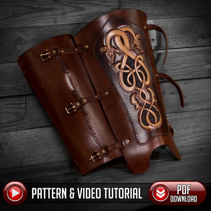 Leather Greaves Pattern - Viking Serpents - PDF SVG LASER - Dark Horse Workshop