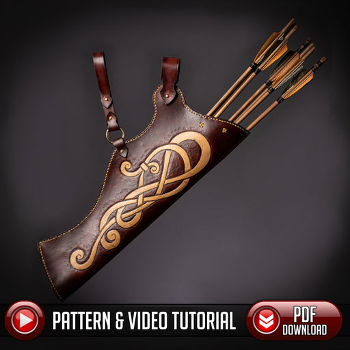 Leather Quiver Pattern - Leather Pattern - Viking Knotwork - PDF SVG LASER - Dark Horse Workshop