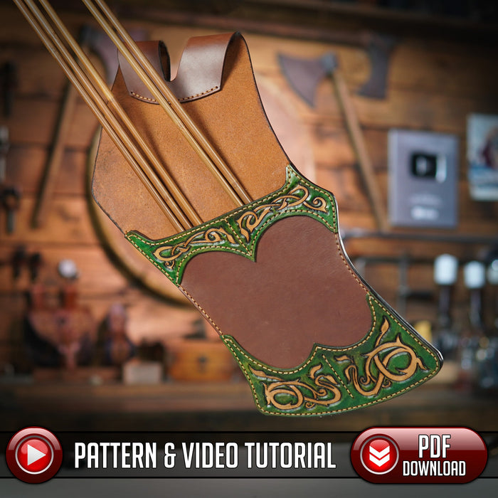 Leather Quiver Pattern - Turkish Hip Quiver Pattern - PDF SVG Laser - Dark Horse Workshop