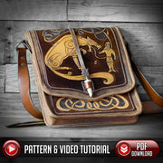 Leather Satchel Pattern / Bag Pattern - Viking Artwork - PDF SVG LASER - Dark Horse Workshop