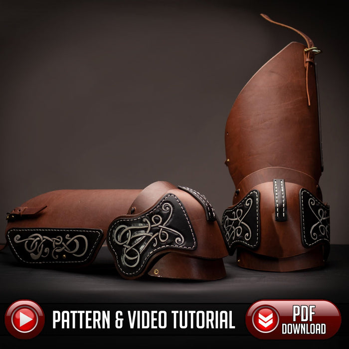 Leg Armor Pattern - Leather Armor - Viking Knotwork - PDF SVG LASER - Dark Horse Workshop